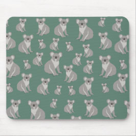 Mousepad Padrão Verde Cute Koala Eucalyptus