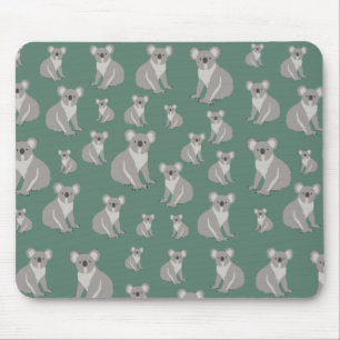 Mousepad Padrão Verde Cute Koala Eucalyptus