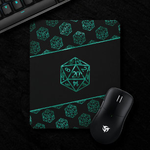 Mousepad Padrão Verde D20   Fantasy Tabletop RPG Dice