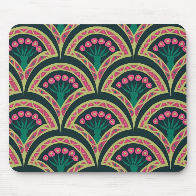 Mousepad padrão verde em forma de concha (Frente)