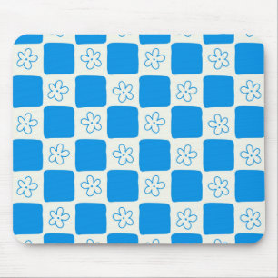 Mousepad Padrão Verificado de Flor Azul de Pré-Disquete