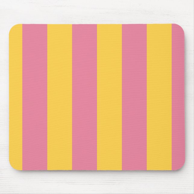 Mousepad Padrão Vertical Vertical, Rosa Vibrante e Amarelo  (Frente)
