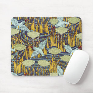 Mousepad Padrão Vintage Art Nouveau de Pássaro e Pântano