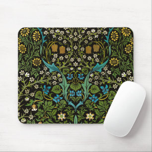 Mousepad Padrão Vintage Blackthorn Fundo Preto Morris Black