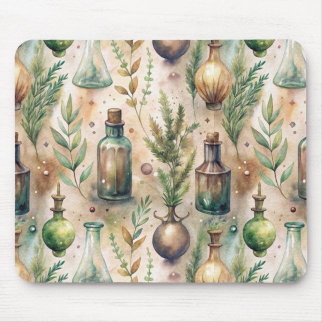 Mousepad Padrão Vintage de Garrafas Apóticas (3) (Frente)