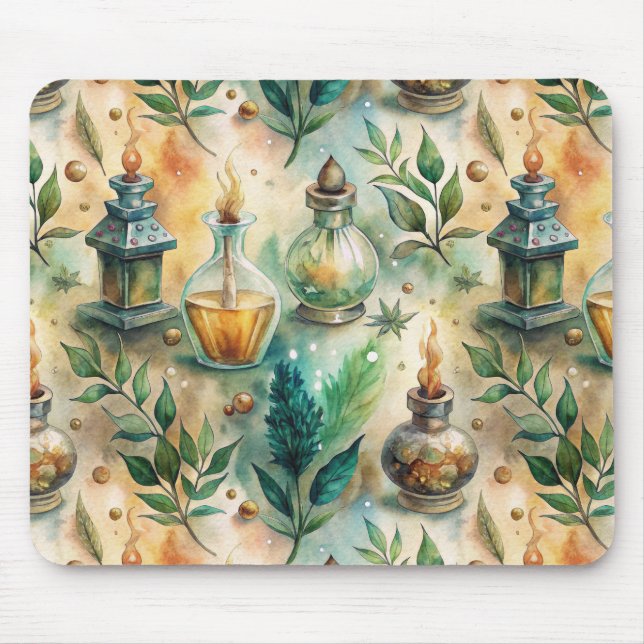 Mousepad Padrão Vintage de Garrafas Apóticas (4) (Frente)