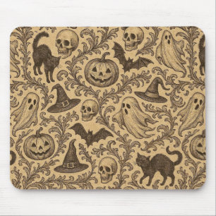 Mousepad Padrão vintage de Halloween vitoriano com fantasma