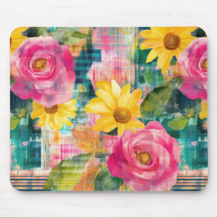 Mousepad Padrão Vintage Watercolor Floral Abstrato (14)