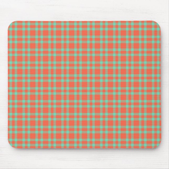 Mousepad Padrão Xadrez Coral Aquamarine (Frente)