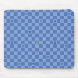 Mousepad Padrão Xadrez Flor No. 01 - Azul Claro