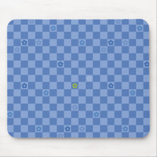 Mousepad Padrão Xadrez Flor No. 01 - Azul Claro