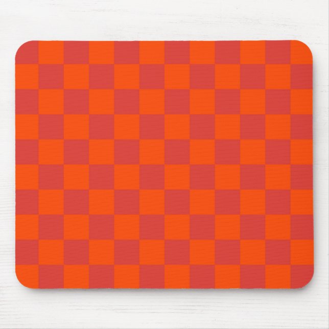 Mousepad Padrão Xadrez Laranja Vermelho Gingham (Frente)