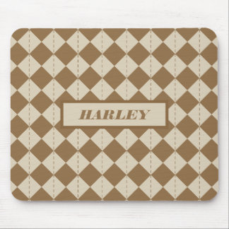 Mousepad Padrão Xadrez Marrom Vintage