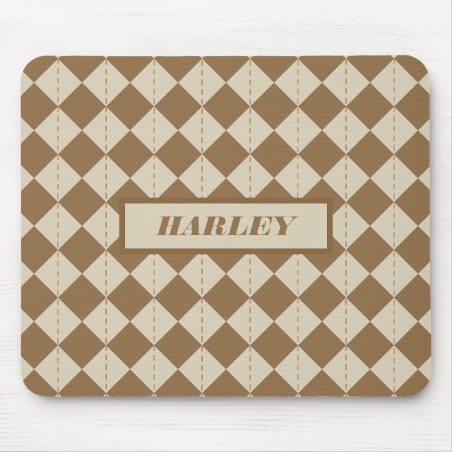 Mousepad Padrão Xadrez Marrom Vintage (Frente)