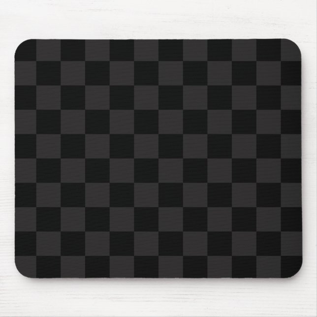 Mousepad Padrão Xadrez Preto Monocromático e Cinza Escuro (Frente)