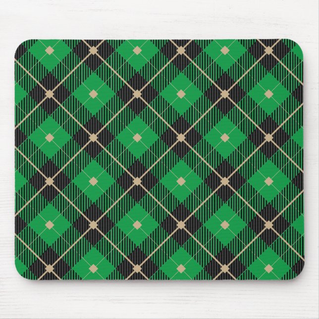 Mousepad Padrão Xadrez Verde Preto (Frente)