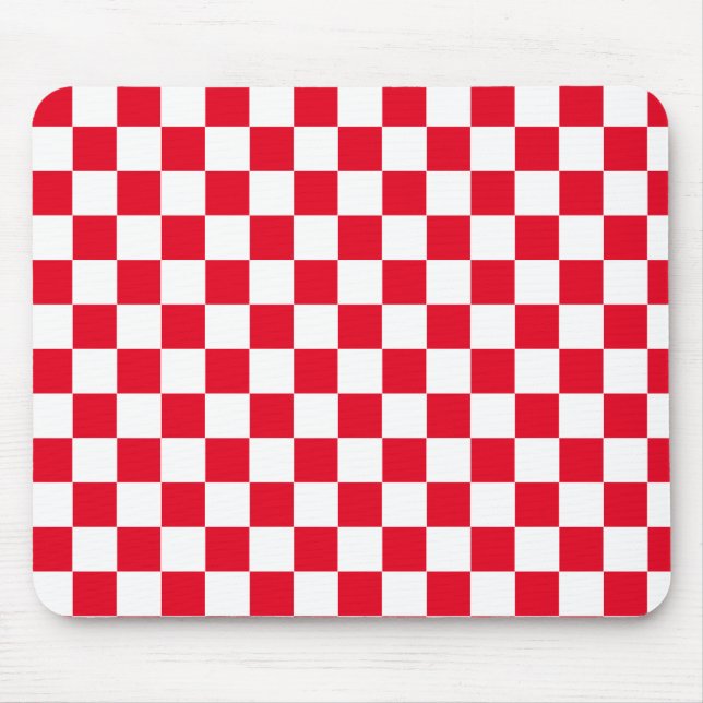Mousepad Padrão xadrez vermelho e branco (Frente)