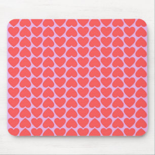 Mousepad Padrão Y2K da Grade Vermelha Cor Rosa