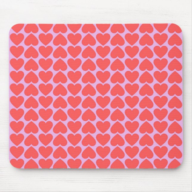 Mousepad Padrão Y2K da Grade Vermelha Cor Rosa (Frente)