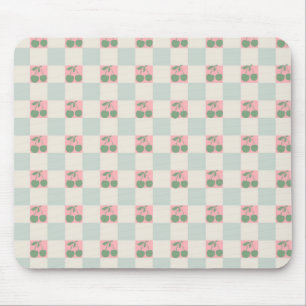 Mousepad Padrão Y2K de Cherry Estético Rosa Verde Verificad