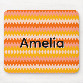 Mousepad Padrão Zig Zag Moderno Amarelo, Laranja e Branco