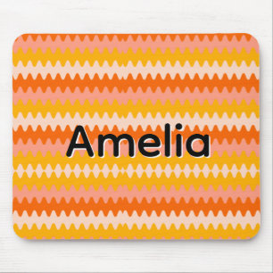 Mousepad Padrão Zig Zag Moderno Amarelo, Laranja e Branco