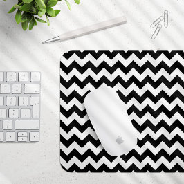Mousepad Padrão Zigzag preto e branco, padrão Chevron