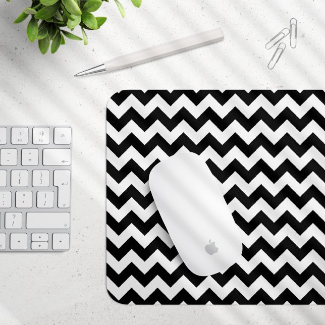 Mousepad Padrão Zigzag preto e branco, padrão Chevron (Criador carregado)