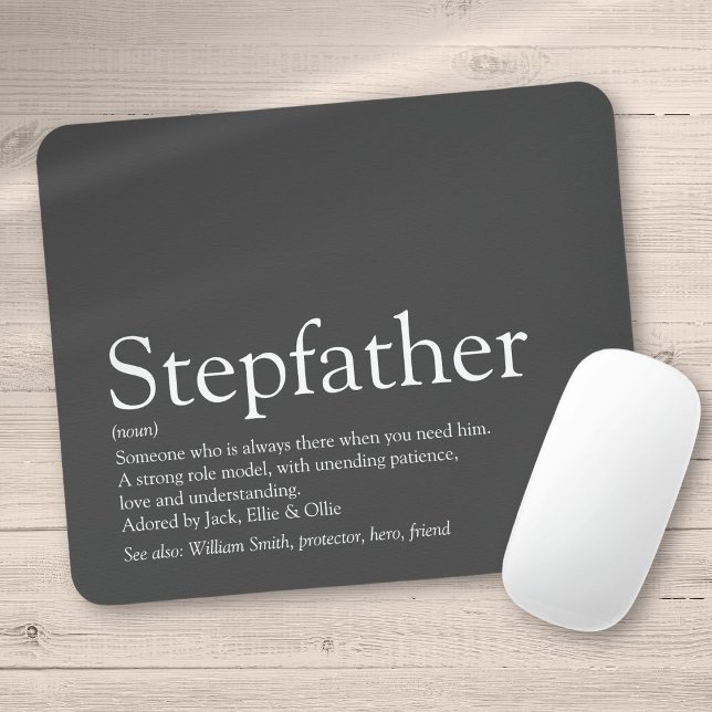 Mousepad Padrasto Legal, Definição de Padrasto Divertida Ci (Cool Stepfather, Stepdad Definition Fun Gray Mouse Pad)