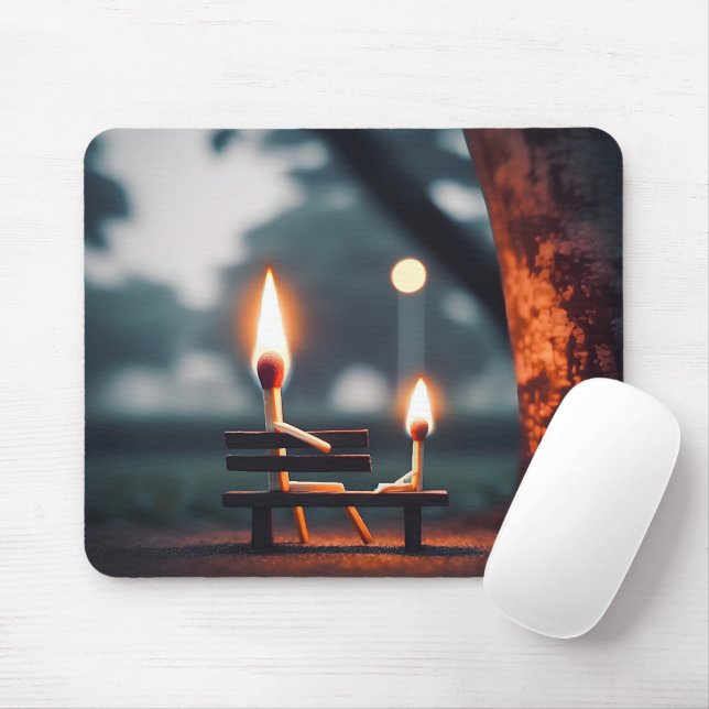 Mousepad Padre e Filho Matchsticks em um banco (Com mouse)