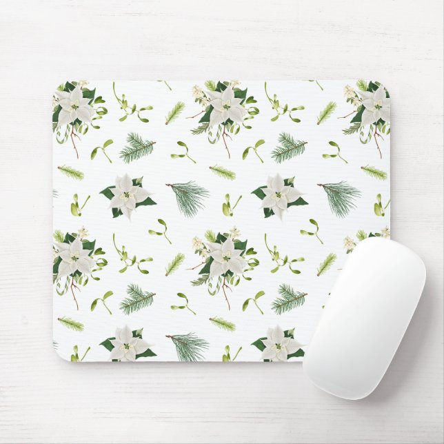 Mousepad Padrinho de Rato Branco com Padrão Floral Atraente (Com mouse)