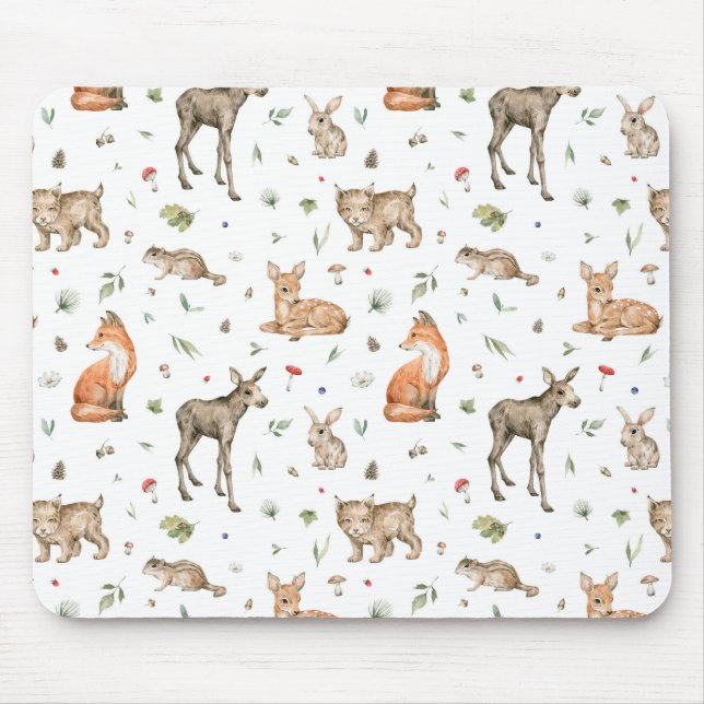 Mousepad Padrões de Animais da Floresta Cura (Frente)