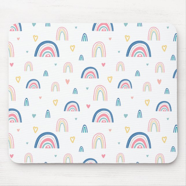 Mousepad Padrões de Arcos-Chuvoso e Corações Bonitos (Frente)