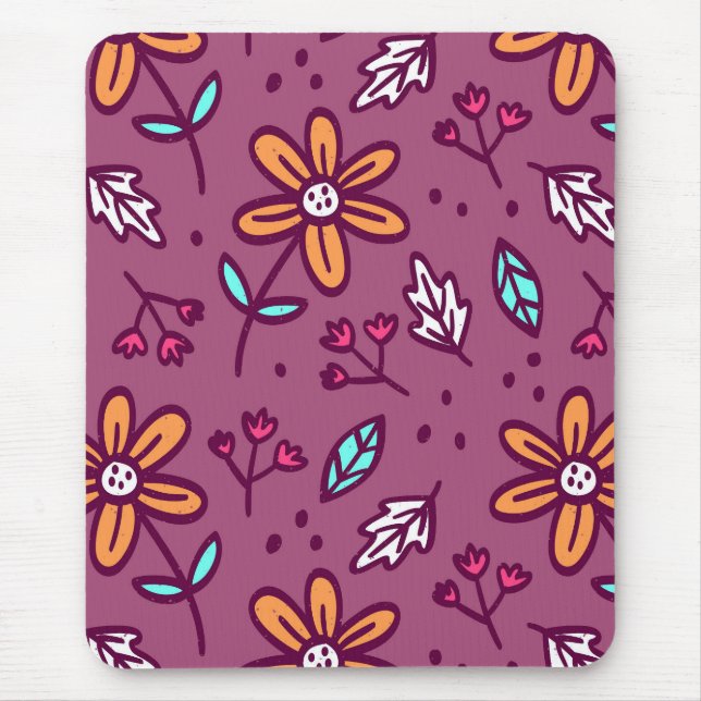 Mousepad Padrões de Arte de Flor Rosa, Flor Estético, PNG T (Frente)