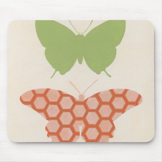 Mousepad Padrões de borboleta decorativa em fundo de creme (Frente)