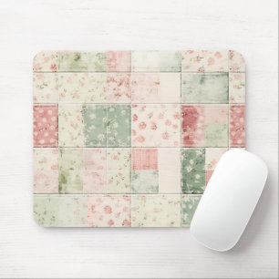Mousepad Padrões de Colcha Floral Rosa de Hortelã Fazenda O