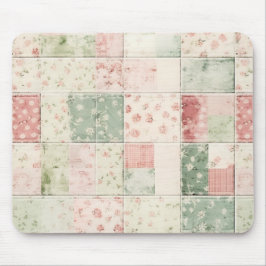 Mousepad Padrões de Colcha Floral Rosa de Hortelã Fazenda O