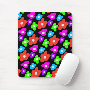 Mousepad Padrões de cor do orgulho do arco-íris preto retrô