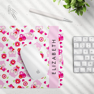 Mousepad Padrões De Corujas, Corujas Bonitas, Corujas Rosa,