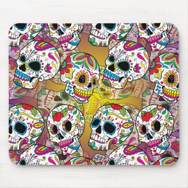 Mousepad Padrões de crânios de açúcar (Frente)