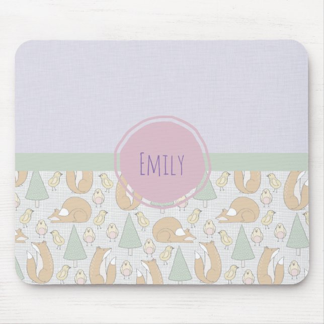 Mousepad Padrões de Criaturas de Florestas Cutas (Frente)