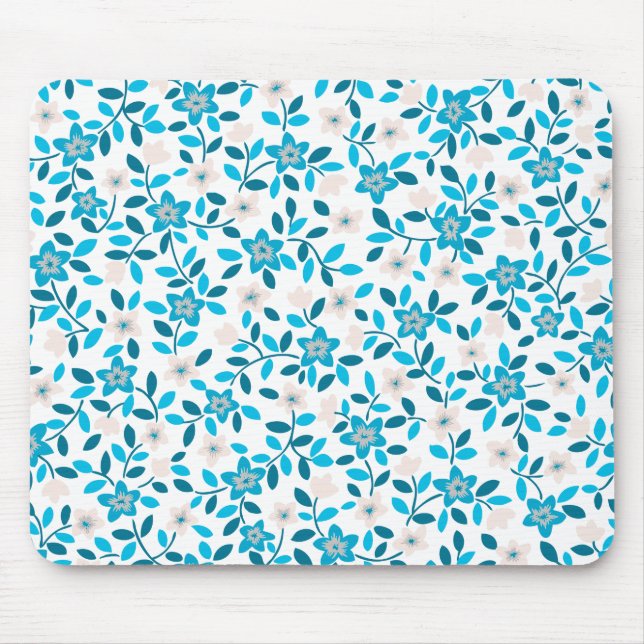 Mousepad Padrões de flores brancas, brancas, sem costura, d (Frente)
