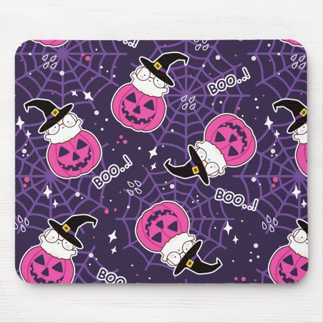 Mousepad Padrões de Halloween para gatos e abóboras lindos (Frente)