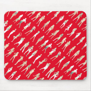 Mousepad padrões de moda de silhueta branca e branca