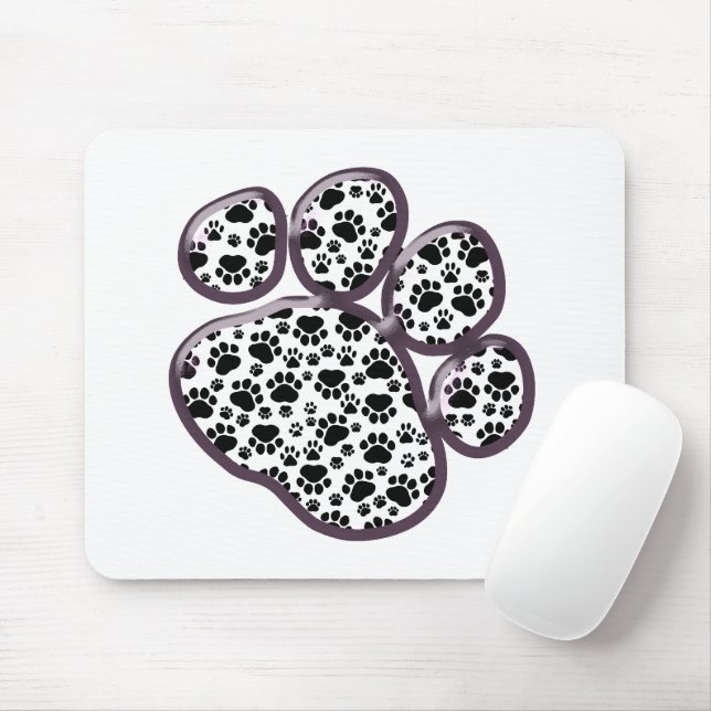 Mousepad Padrões de pata, patas de cão, impressões de pata, (Com mouse)