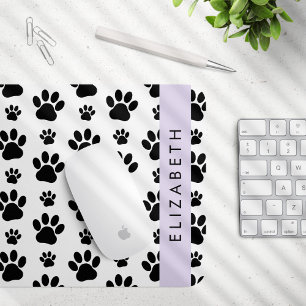 Mousepad Padrões de pata, patas de cão, preto e branco, seu