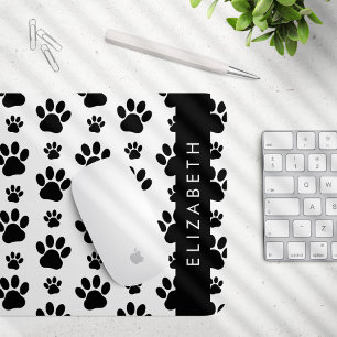 Mousepad Padrões de pata, patas de cão, preto e branco, seu