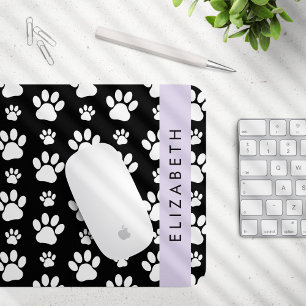 Mousepad Padrões de pata, patas de cão, preto e branco, seu