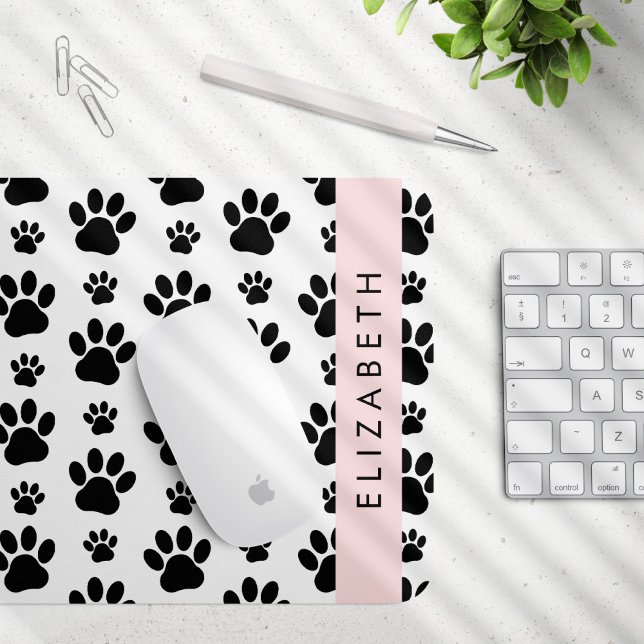 Mousepad Padrões de pata, patas de cão, preto e branco, seu (Criador carregado)