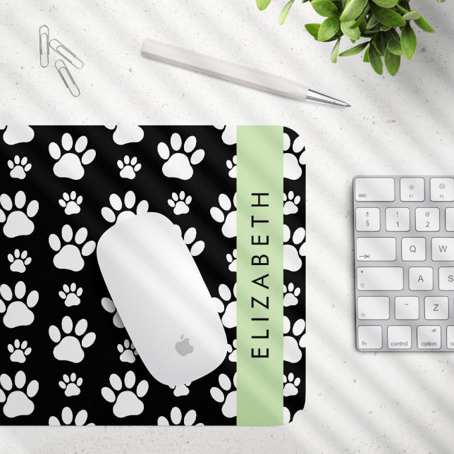 Mousepad Padrões de pata, patas de cão, preto e branco, seu (Criador carregado)